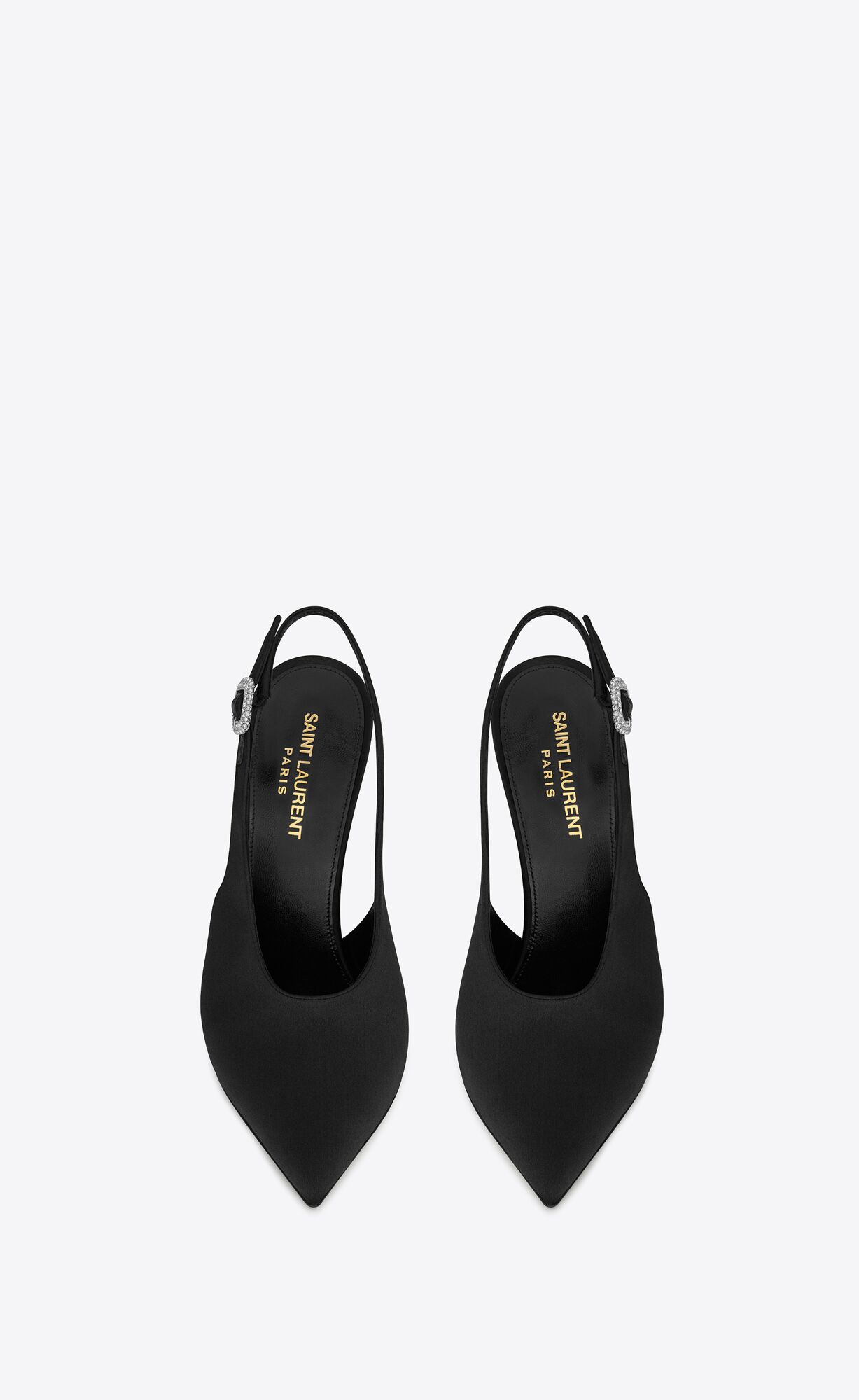 YSL Yasmeen Slingback Pumps In Silk Satin Schwarz | 62543-KVTO