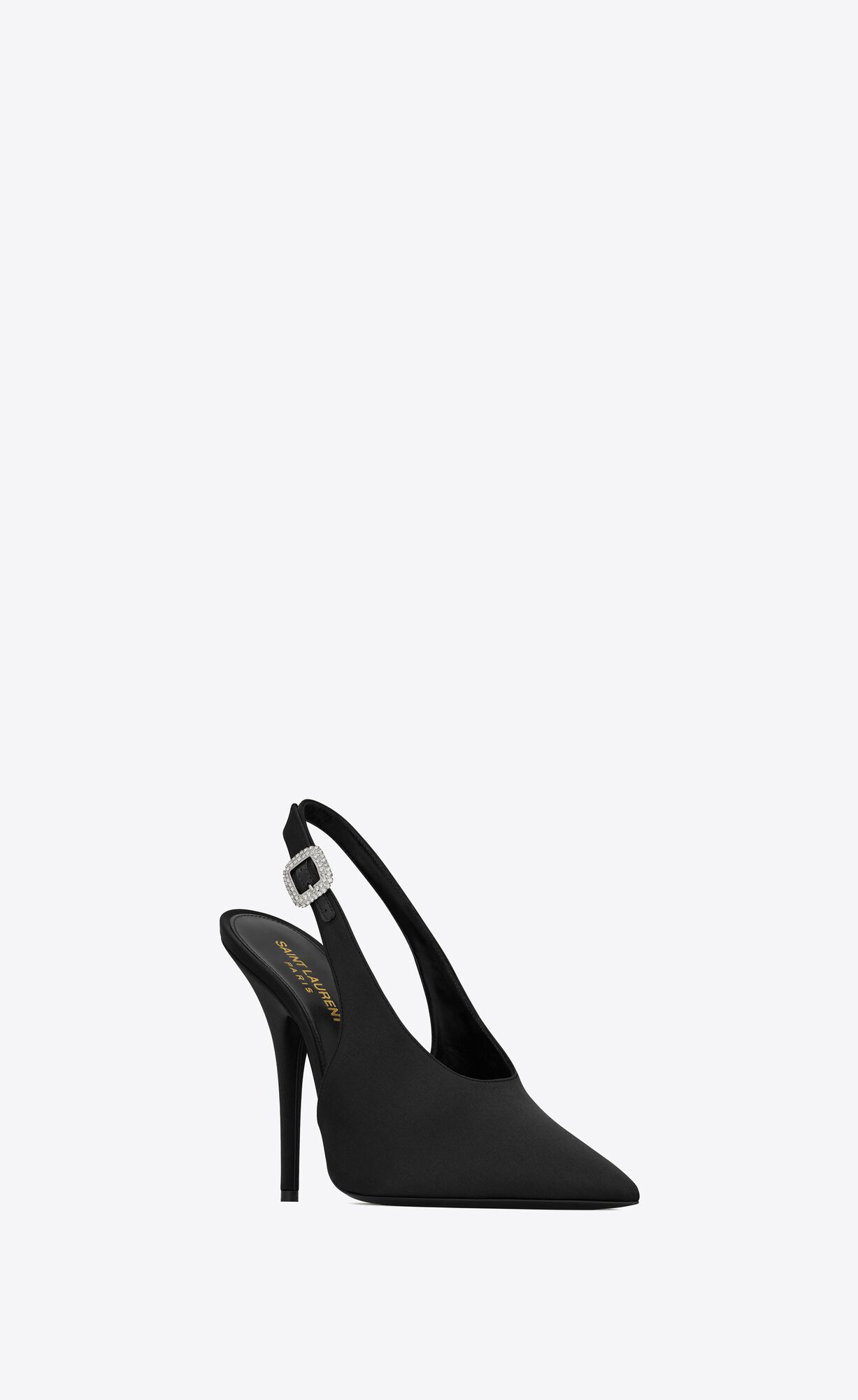 YSL Yasmeen Slingback Pumps In Silk Satin Schwarz | 62543-KVTO