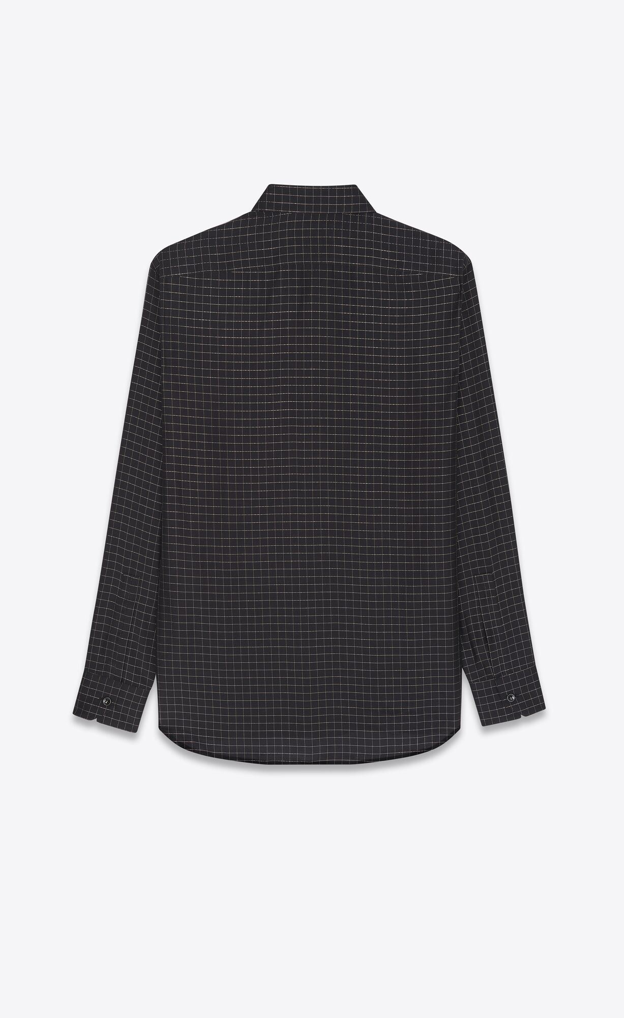 YSL Yves Collar Klassische Shirt In Checked Viscose Noir Or | 61803-FWDE