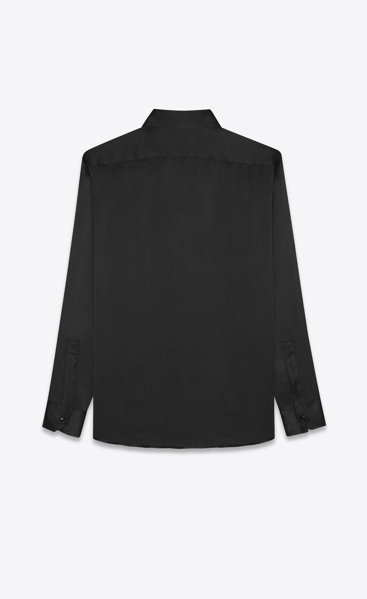 YSL Yves Collar Klassische Shirt In Crepe Satin Noir | 35617-IWPC