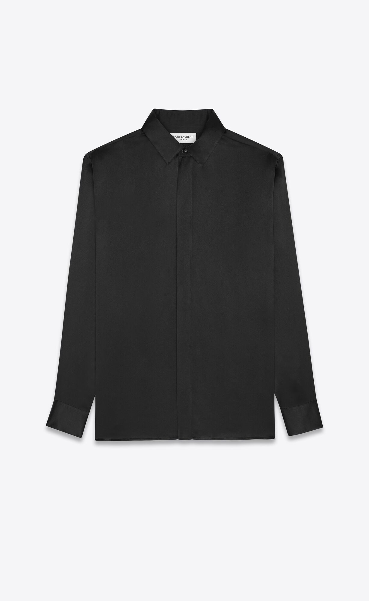 YSL Yves Collar Klassische Shirt In Crepe Satin Noir | 35617-IWPC