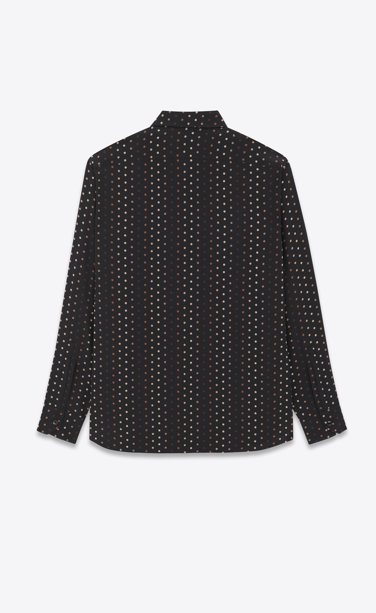 YSL Yves Collar Klassische Shirt In Dotted Crepe De Chine Schwarz | 03765-FCGR