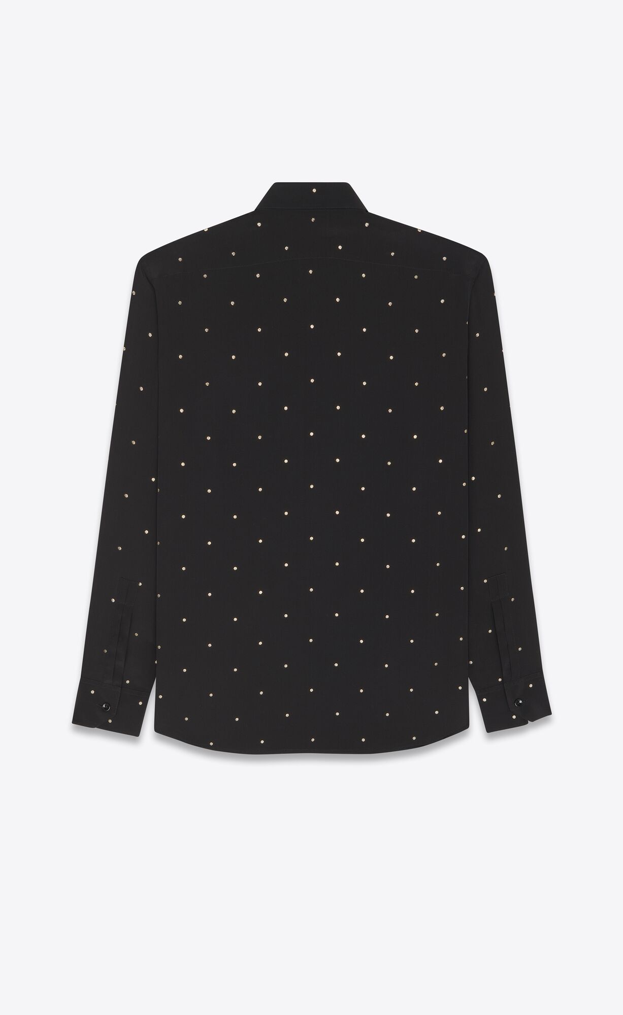 YSL Yves Collar Klassische Shirt In Dotted Crepe De Chine Noir Or | 19634-SOJH