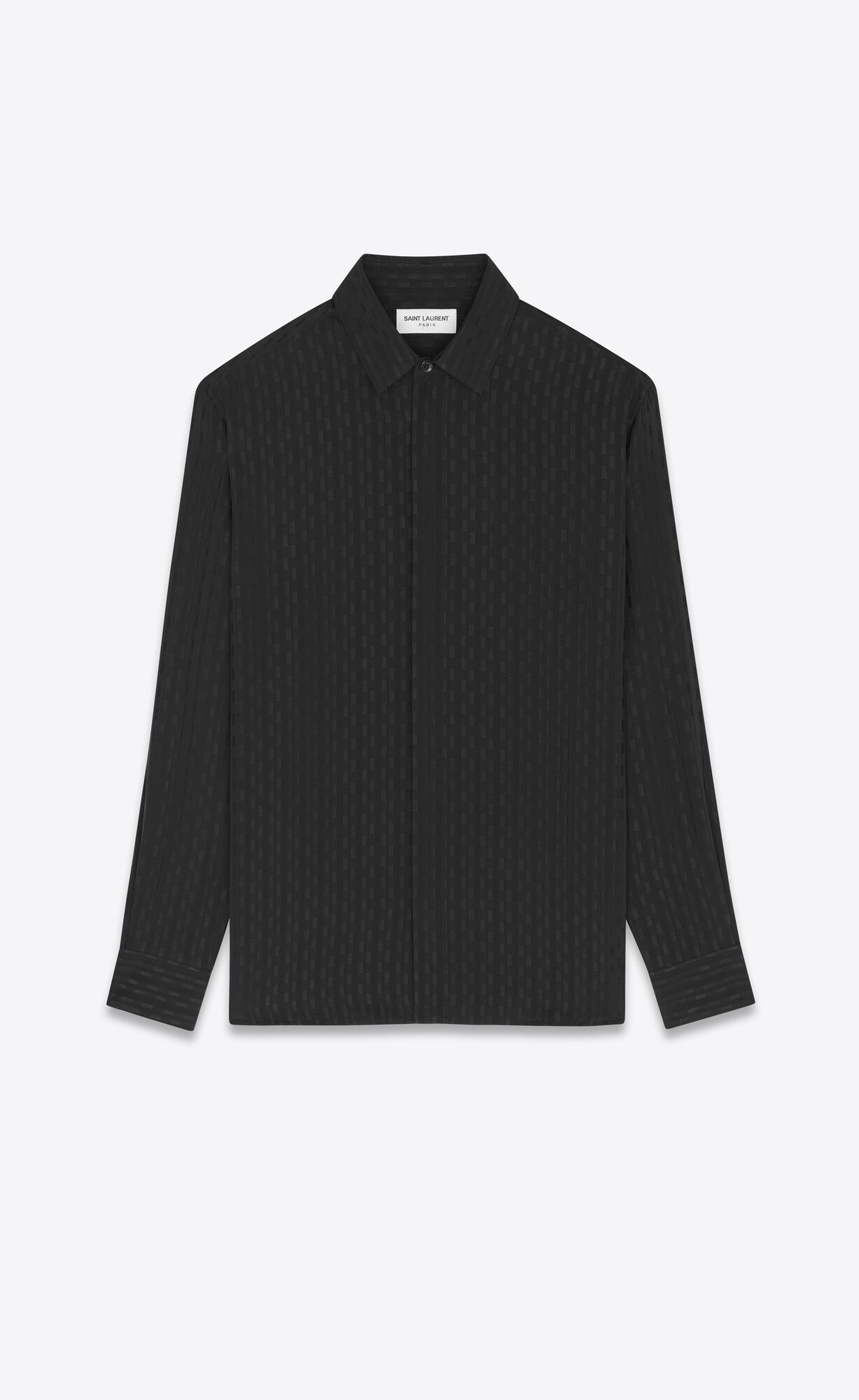 YSL Yves Collar Klassische Shirt In Gestreift Matte And Shiny Silk Noir | 16245-MPFW