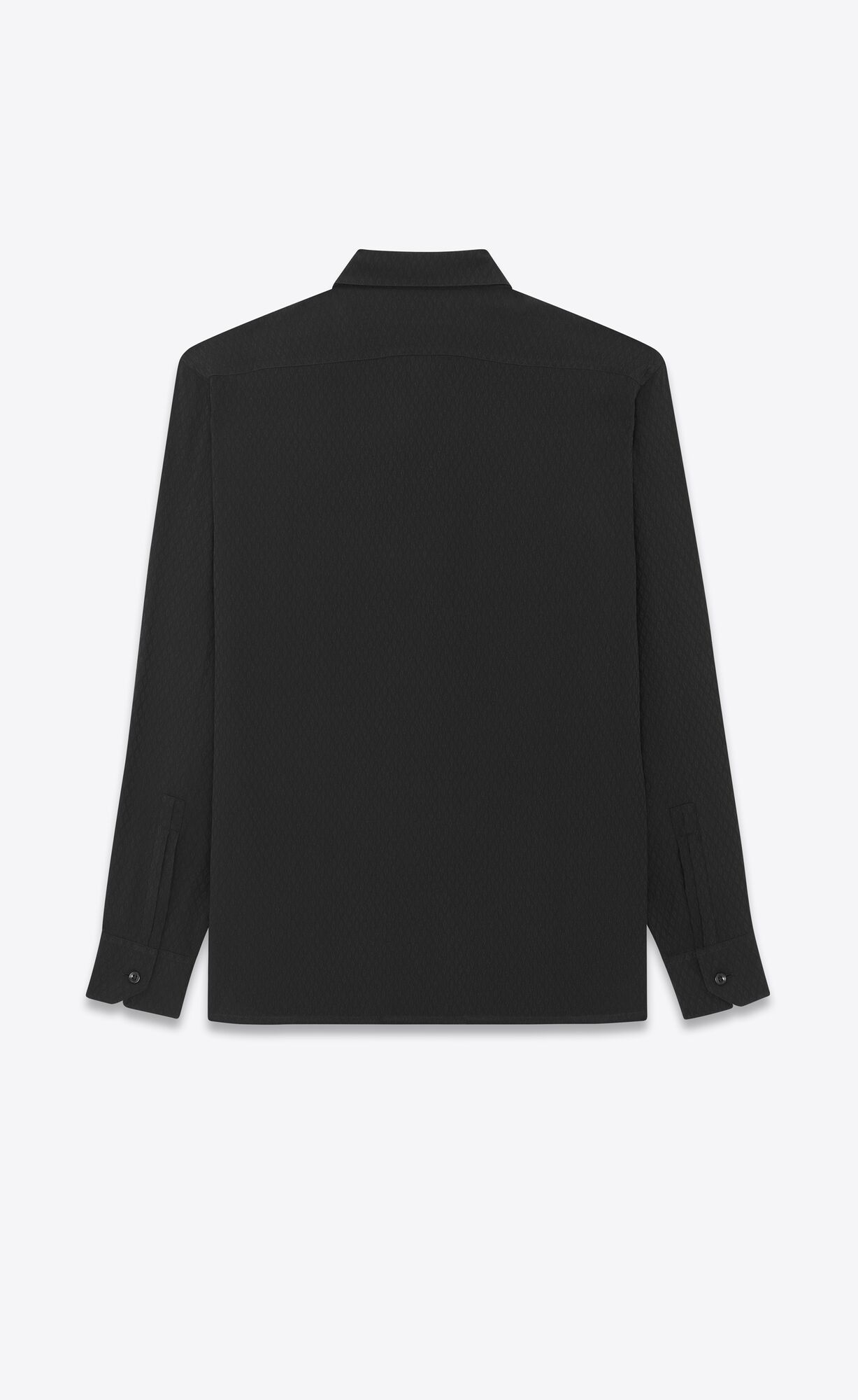 YSL Yves Collar Klassische Shirt In Matte And Shiny Silk Schwarz | 16420-YQVS