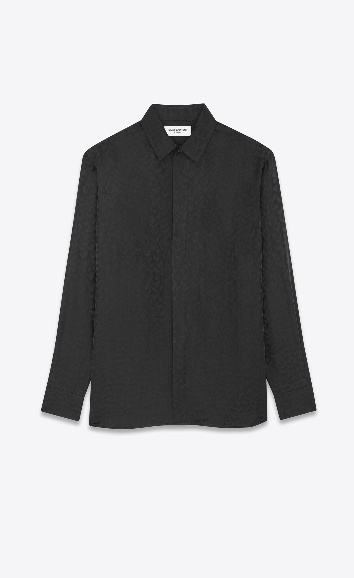 YSL Yves Collar Klassische Shirt In Matte And Shiny Silk Noir | 84567-QJHE