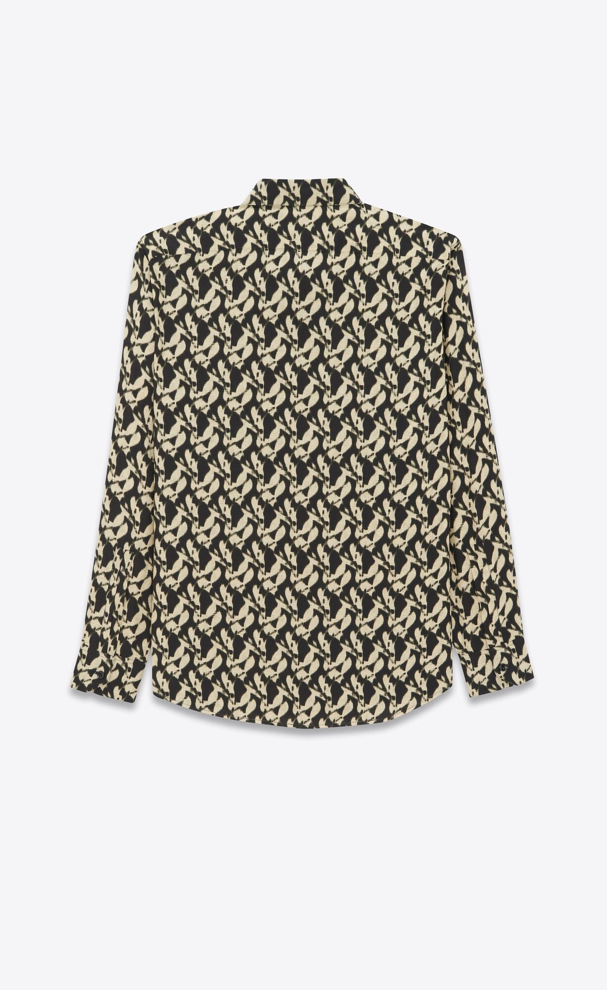 YSL Yves Collar Klassische Shirt In Viscose And Silk Noir Et Sable | 68521-AWVC