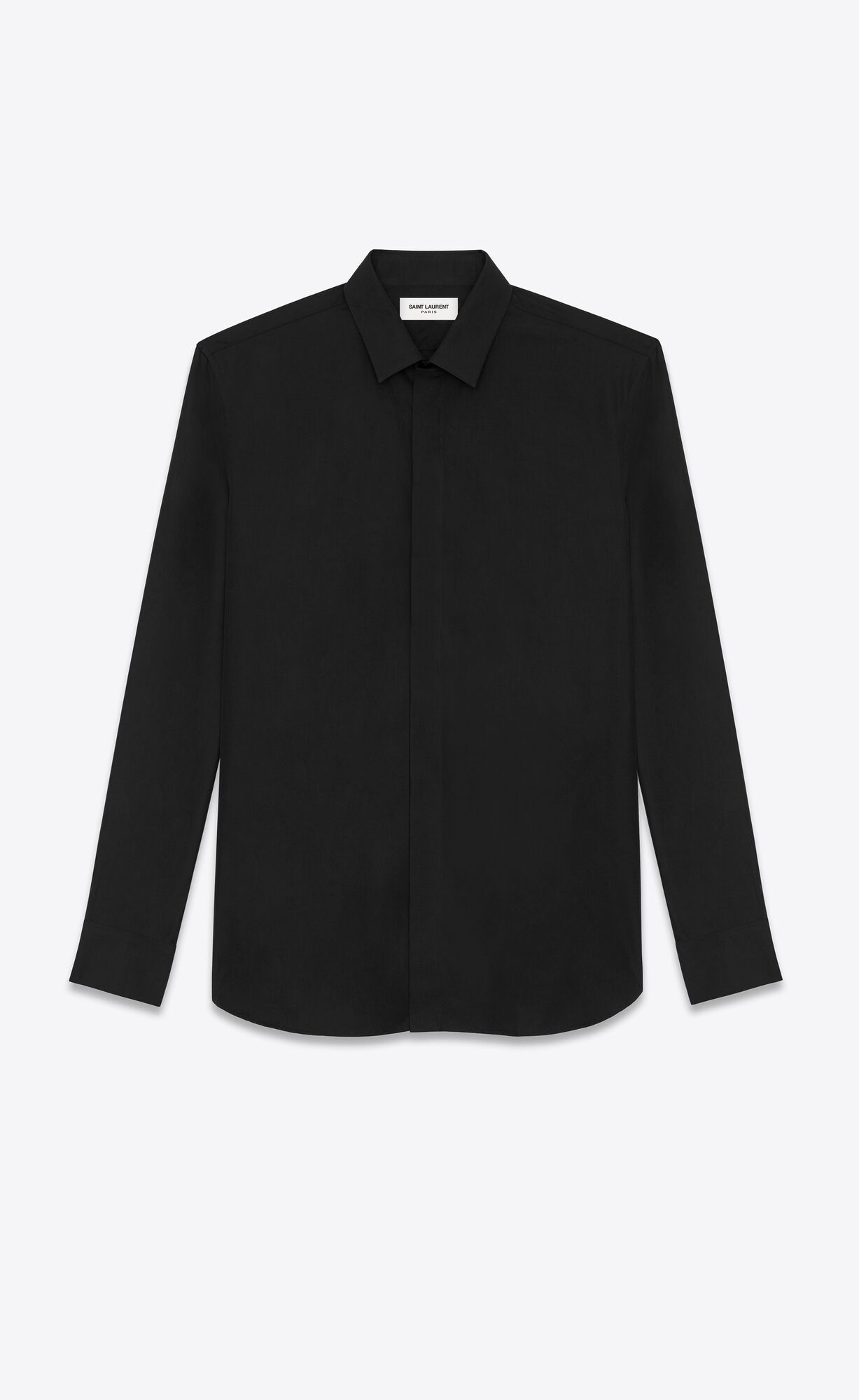 YSL Yves Collar Shirt In Baumwoll Poplin Schwarz | 57162-UHGD