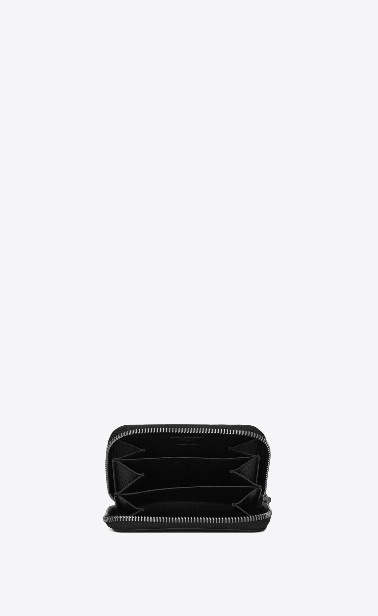 YSL Zipped Coin Purse In Grain De Poudre Embossed Leder Schwarz | 75460-BWKJ