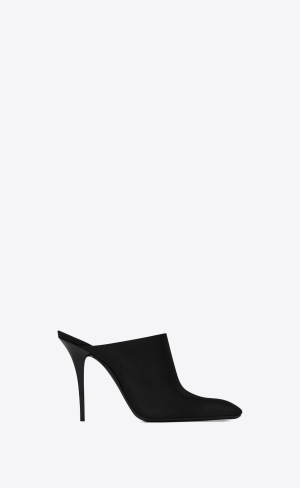 YSL Ascot Mules In Crepe Satin Schwarz | 75062-LHFE