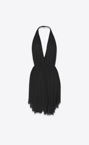 YSL Backless Kleider In Crepe Jersey Noir | 26937-OTKI