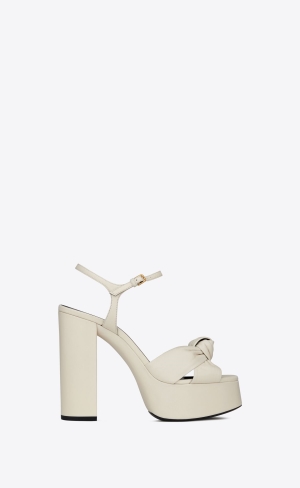 YSL Bianca Plattform Sandals In Smooth Leder Pearl | 39710-VWKA