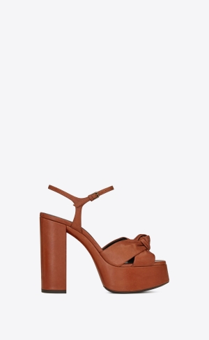 YSL Bianca Plattform Sandals In Smooth Leder Toffee | 81265-HEJT