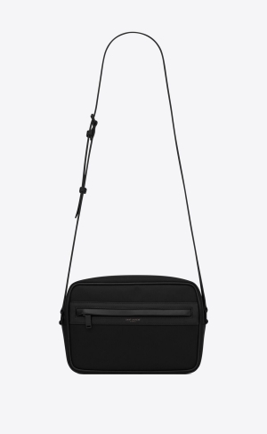 YSL Camp Camera Bag In Econyl® And Lambskin Noir | 25490-DNOR