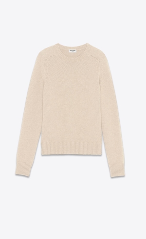 YSL Cashmere Pullover Beige | 21037-PESJ