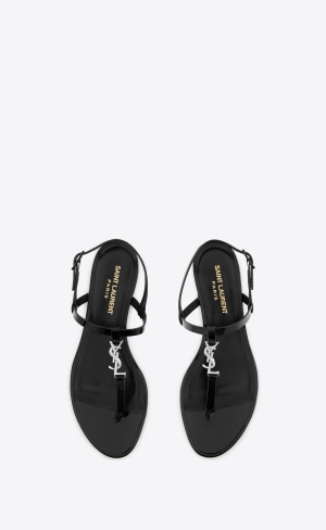 YSL Cassandra Sandals In Lack Leder Schwarz | 51608-UCQT