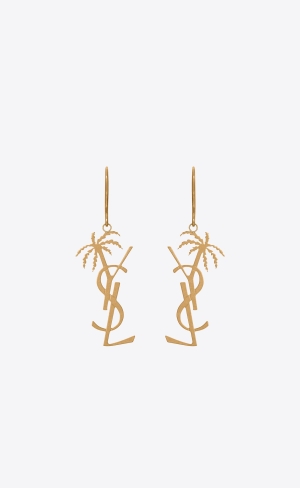 YSL Cassandre Palm Earrings In Metal Gold | 79240-RPTU