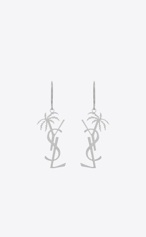 YSL Cassandre Palm Earrings In Metal Mirror | 38194-UCZR