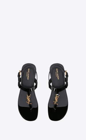 YSL Cassandre Sandals In Lack Leder Schwarz | 49321-QDIC