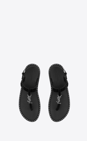 YSL Cassandre Sandals In Wildleder Schwarz | 91754-WOKP