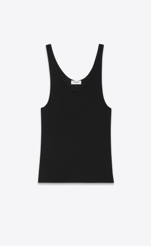 YSL Cassandre Tank Top In Wolle Jersey Noir | 02957-OTHN