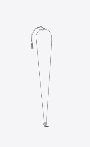 YSL Cassandre Twist Pendant Necklace In Metal Mirror | 07941-WHGK