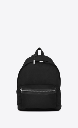 YSL City Backpack In Canvas, Nylon And Leder Schwarz | 24850-ZUEO