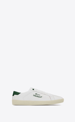 YSL Court Klassische Sl/06 Embroidered Sneakers In Smooth Leder Blanc Optique | 90251-OQXK