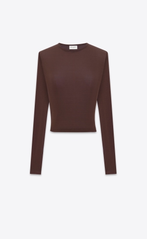 YSL Cropped Top In Jersey Bordeaux | 02158-LHYW