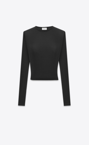 YSL Cropped Top In Jersey Schwarz | 91320-KRXZ