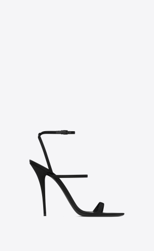 YSL Dive Sandals In Crepe Satin Schwarz | 91643-XSBK