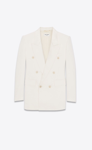 YSL Double-breasted Jacket In Silk Satin Shell | 95283-XKPZ