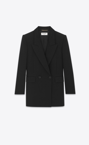 YSL Double-breasted Jacket In Wolle Schwarz | 09561-PWNY