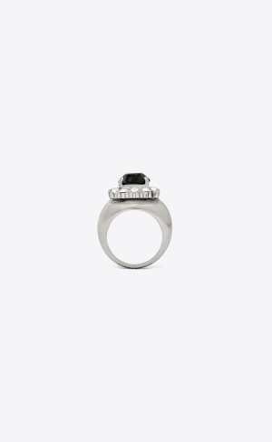 YSL Emerald Princess Ring In Metal Schwarz | 90246-EAIH