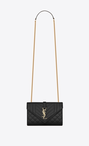 YSL Envelope Small Bag In Mix Matelassé Grain De Poudre Embossed Leder Noir | 78543-ZHBM