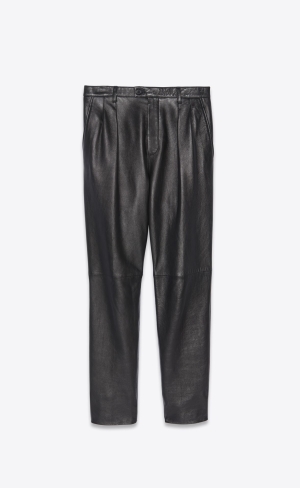 YSL Falten Pants In Vintage Drummed Leder Noir | 80527-WVIZ