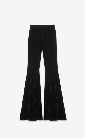 YSL Flared Pants In Cupro Velvet Schwarz | 20517-BTNU