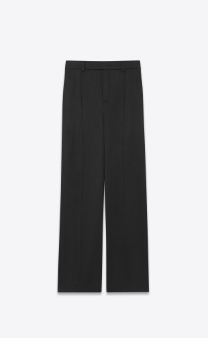 YSL Flared Pants In Silk Satin Schwarz | 16039-IFAY