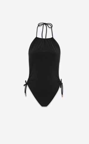 YSL Halterneck Swimsuit Schwarz | 24719-IWNV