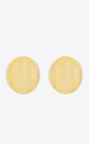 YSL Hollow Disk Earrings In Metal Gold | 02857-SJQN