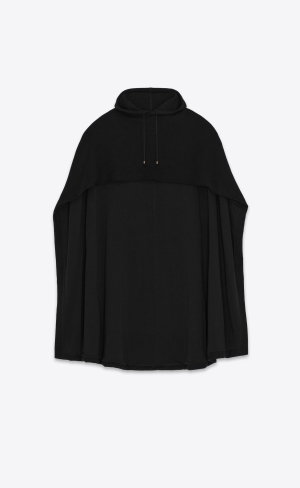 YSL Hoodie Cape In Fleece Schwarz | 34527-WYMU