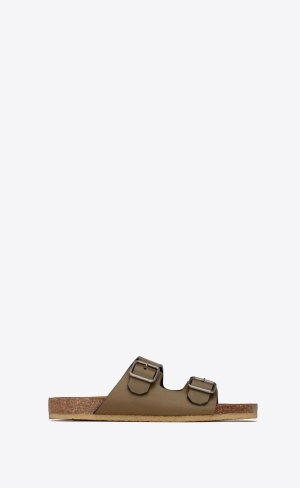 YSL Jimmy Flache Sandals In Smooth Leder Tundra | 78569-PUYA