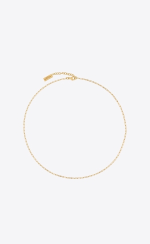 YSL Kurzes Rectangular Chain Necklace In Metal Gold | 68437-XECK