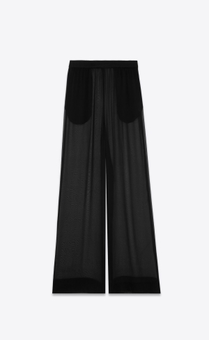 YSL Large Pants In Crepe Muslin Schwarz | 40863-CGTI