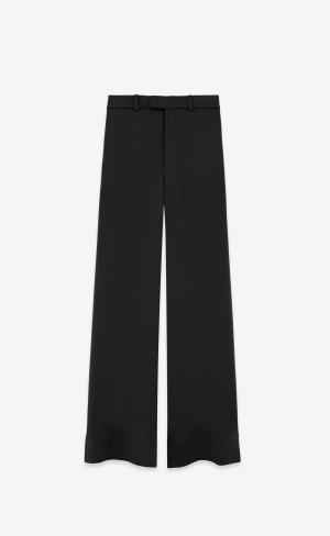 YSL Large Pants In Crepe Satin Schwarz | 84520-LAYN