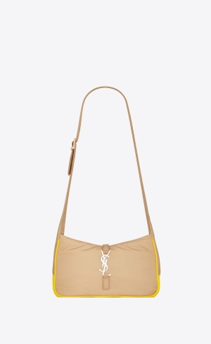 YSL Le 5 À 7 Crossbody Bag In Econyl® Regenerated Nylon Beige Gelb | 48510-BIPU