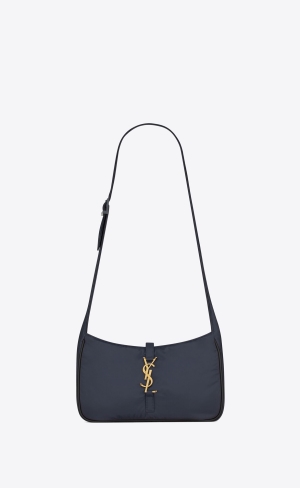 YSL Le 5 À 7 Crossbody Bag In Econyl® Regenerated Nylon Navy Schwarz | 92746-SNGI