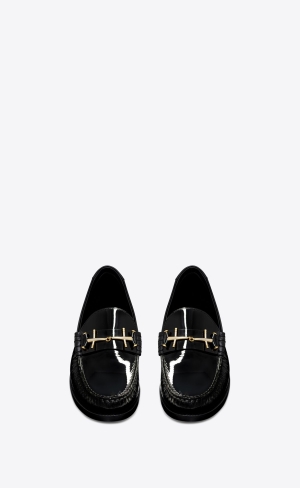 YSL Le Loafer Penny Slippers In Lack Leder Schwarz | 59076-XWFL