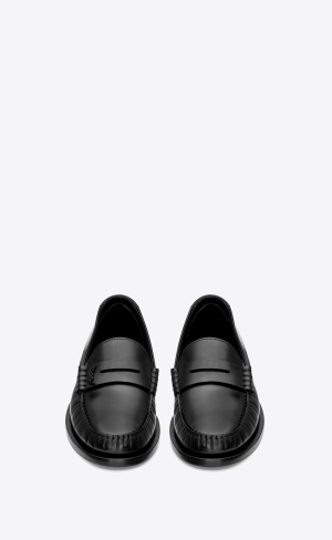 YSL Le Loafer Penny Slippers In Smooth Leder Schwarz | 60148-LUGM