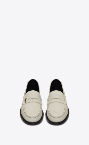 YSL Le Loafer Penny Slippers In Smooth Leder Pearl | 60549-RZQH